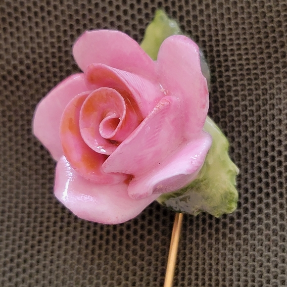 Porcelain Rose Stick Pin - Picture 4 of 5